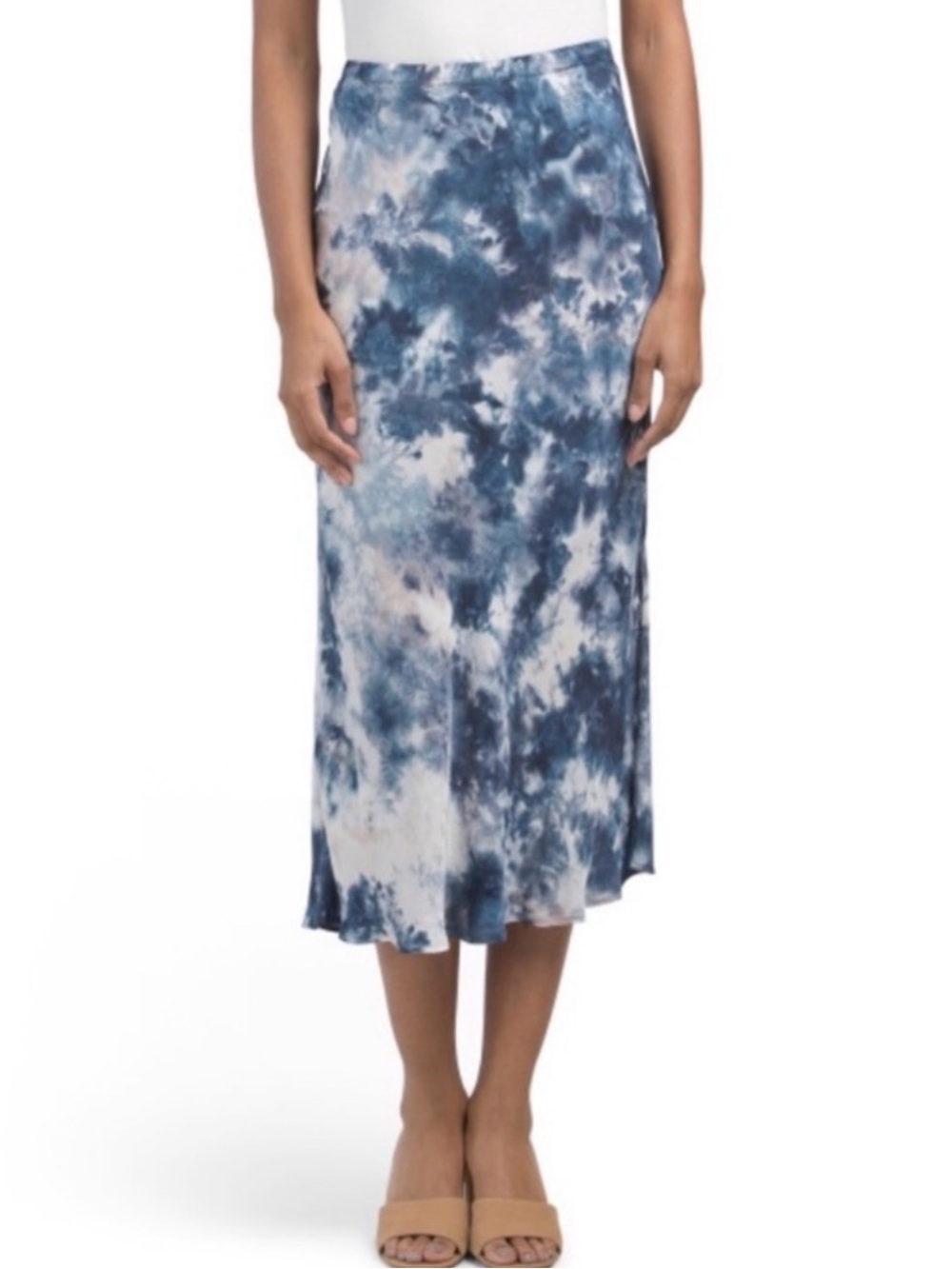 Young Fabulous & Broke Felicity Midnight Wash Side Slit Satin Skirt
